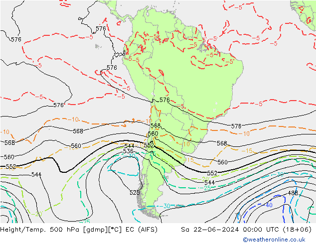 Yükseklik/Sıc. 500 hPa EC (AIFS) Cts 22.06.2024 00 UTC