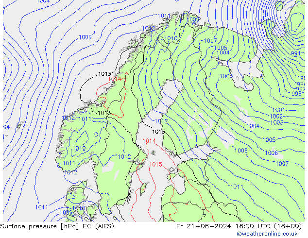 ciśnienie EC (AIFS) pt. 21.06.2024 18 UTC