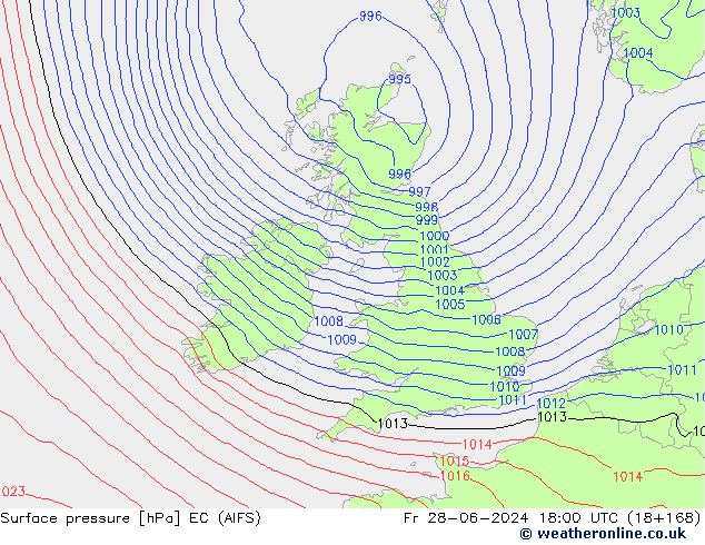 Surface pressure EC (AIFS) Fr 28.06.2024 18 UTC