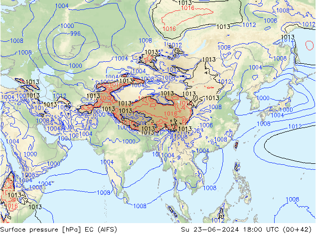 Yer basıncı EC (AIFS) Paz 23.06.2024 18 UTC