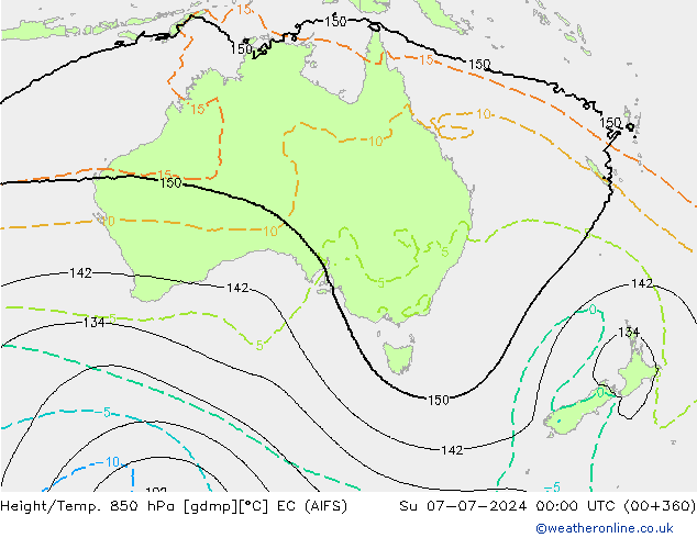 Géop./Temp. 850 hPa EC (AIFS) dim 07.07.2024 00 UTC