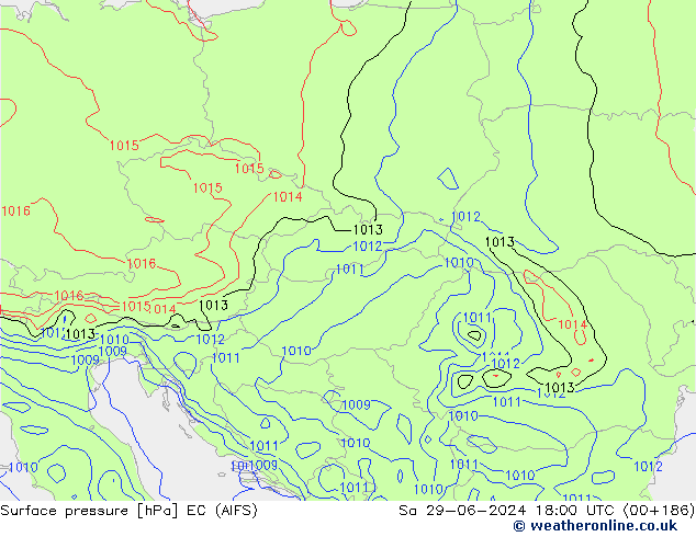 Surface pressure EC (AIFS) Sa 29.06.2024 18 UTC