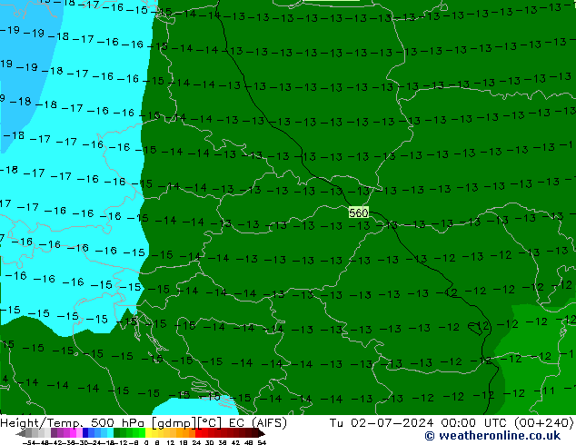 Yükseklik/Sıc. 500 hPa EC (AIFS) Sa 02.07.2024 00 UTC