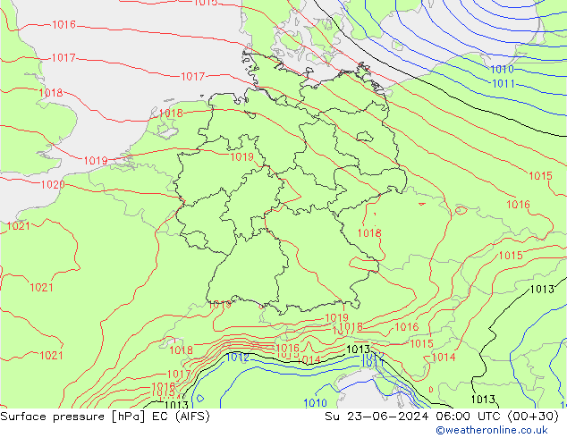 Surface pressure EC (AIFS) Su 23.06.2024 06 UTC