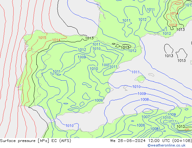 Atmosférický tlak EC (AIFS) St 26.06.2024 12 UTC