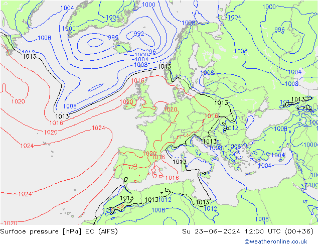 pression de l'air EC (AIFS) dim 23.06.2024 12 UTC