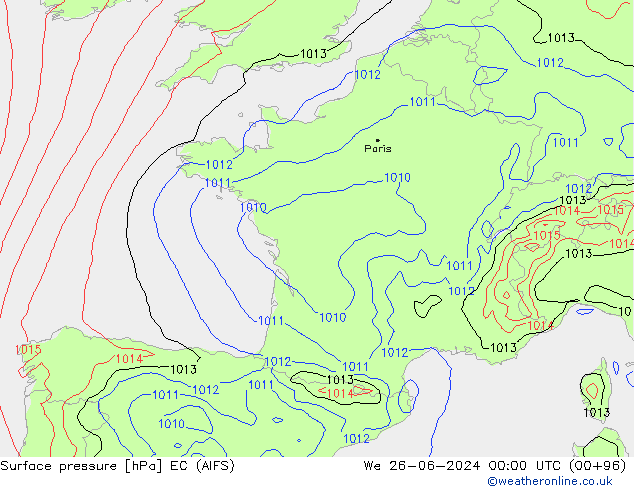 pressão do solo EC (AIFS) Qua 26.06.2024 00 UTC