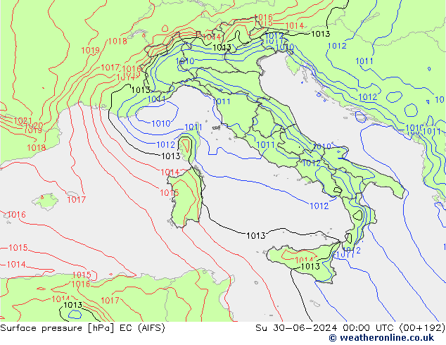 Surface pressure EC (AIFS) Su 30.06.2024 00 UTC