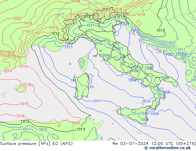 Surface pressure EC (AIFS) We 03.07.2024 12 UTC