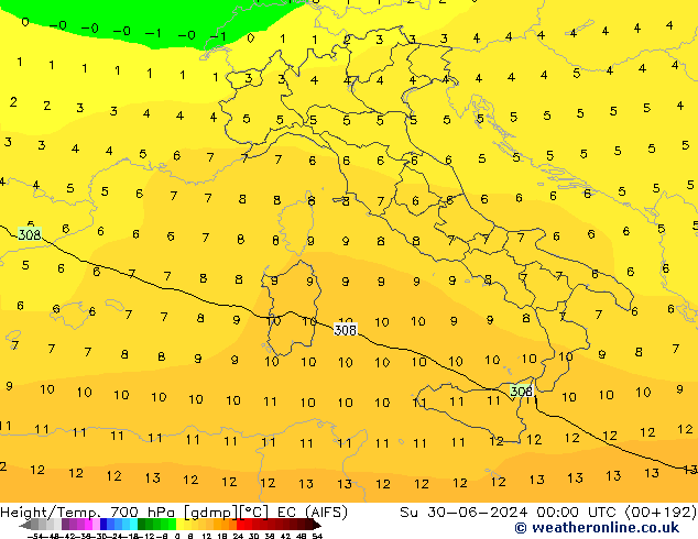 Height/Temp. 700 hPa EC (AIFS) Ne 30.06.2024 00 UTC