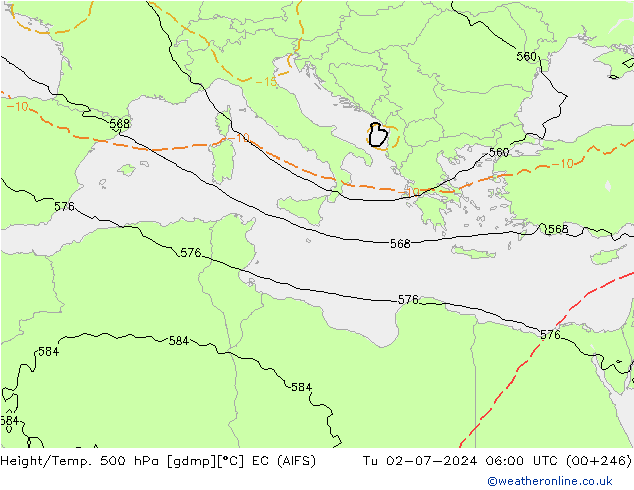 Geop./Temp. 500 hPa EC (AIFS) mar 02.07.2024 06 UTC