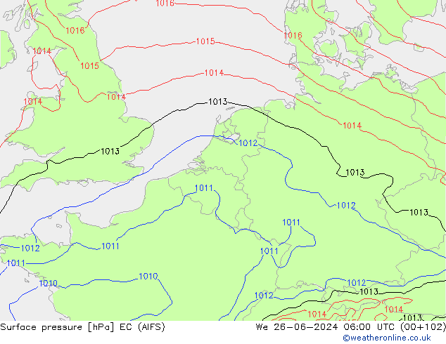 Pressione al suolo EC (AIFS) mer 26.06.2024 06 UTC