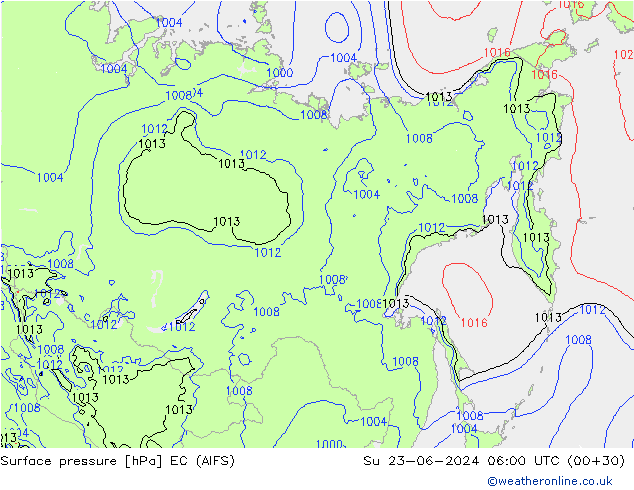 Luchtdruk (Grond) EC (AIFS) zo 23.06.2024 06 UTC