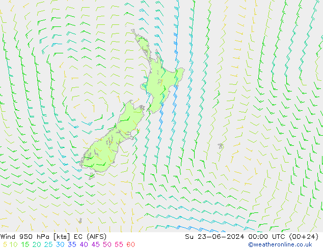 Vent 950 hPa EC (AIFS) dim 23.06.2024 00 UTC