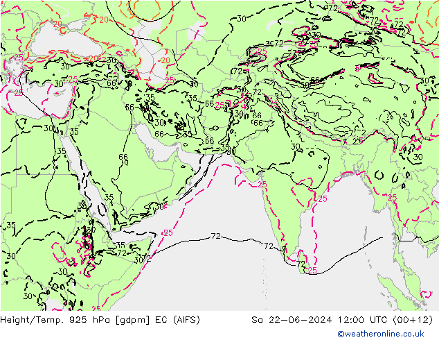 Height/Temp. 925 hPa EC (AIFS) 星期六 22.06.2024 12 UTC