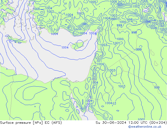 Surface pressure EC (AIFS) Su 30.06.2024 12 UTC