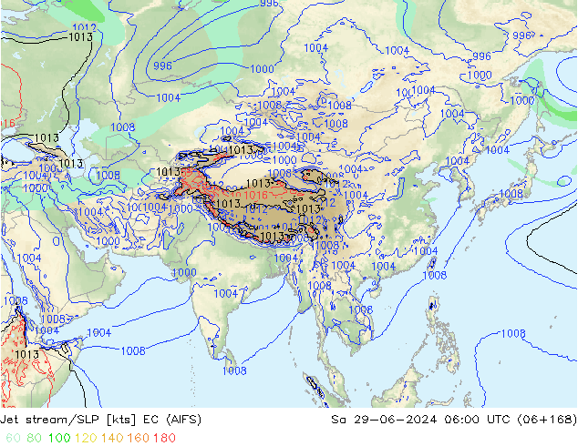 Jet Akımları/SLP EC (AIFS) Cts 29.06.2024 06 UTC