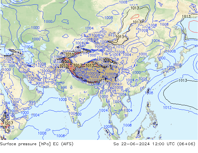 Atmosférický tlak EC (AIFS) So 22.06.2024 12 UTC