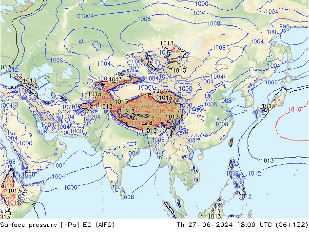 приземное давление EC (AIFS) чт 27.06.2024 18 UTC