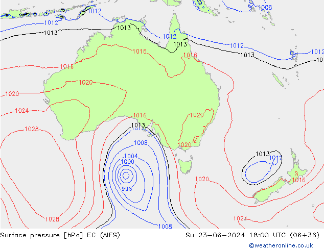 Luchtdruk (Grond) EC (AIFS) zo 23.06.2024 18 UTC