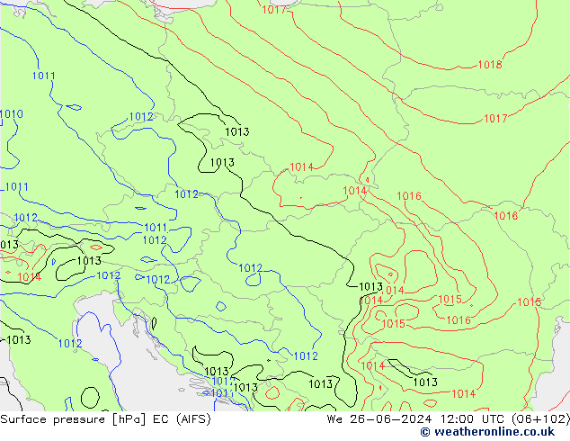 Surface pressure EC (AIFS) We 26.06.2024 12 UTC