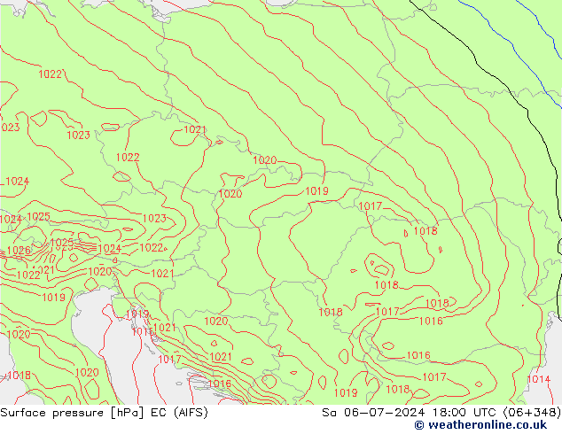 Surface pressure EC (AIFS) Sa 06.07.2024 18 UTC