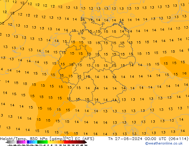 Height/Temp. 850 hPa EC (AIFS) Th 27.06.2024 00 UTC