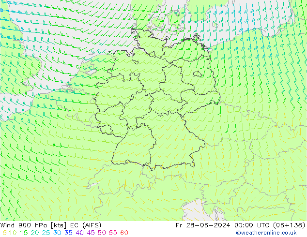 Wind 900 hPa EC (AIFS) Fr 28.06.2024 00 UTC