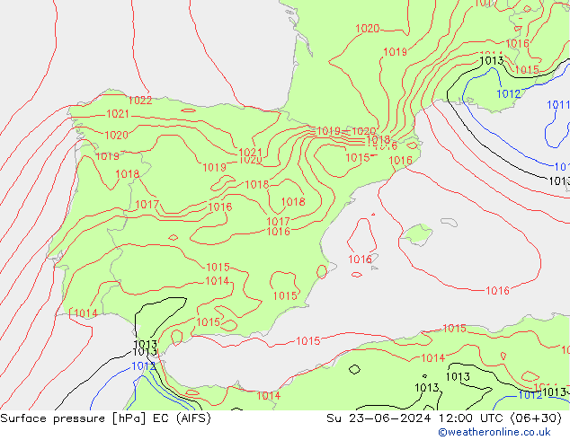 Surface pressure EC (AIFS) Su 23.06.2024 12 UTC