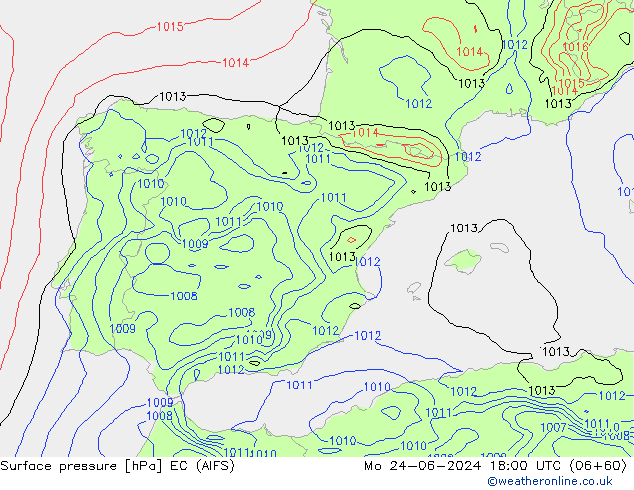 Luchtdruk (Grond) EC (AIFS) ma 24.06.2024 18 UTC