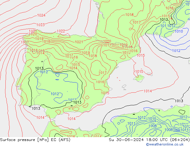 pression de l'air EC (AIFS) dim 30.06.2024 18 UTC