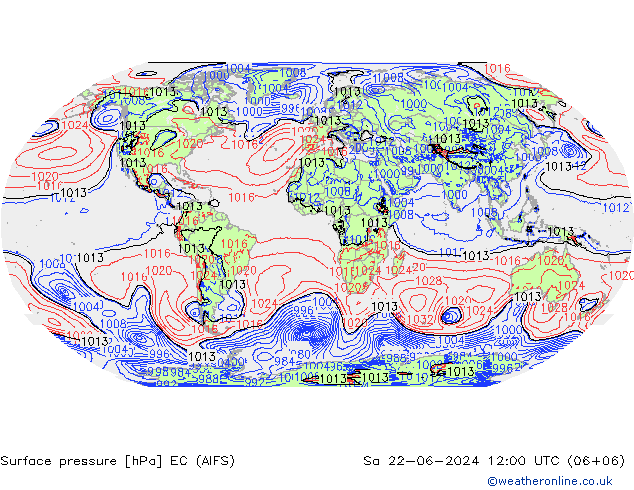 Pressione al suolo EC (AIFS) sab 22.06.2024 12 UTC