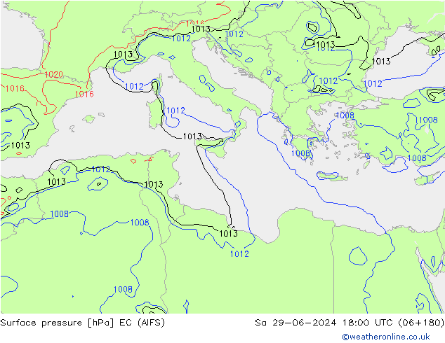Presión superficial EC (AIFS) sáb 29.06.2024 18 UTC