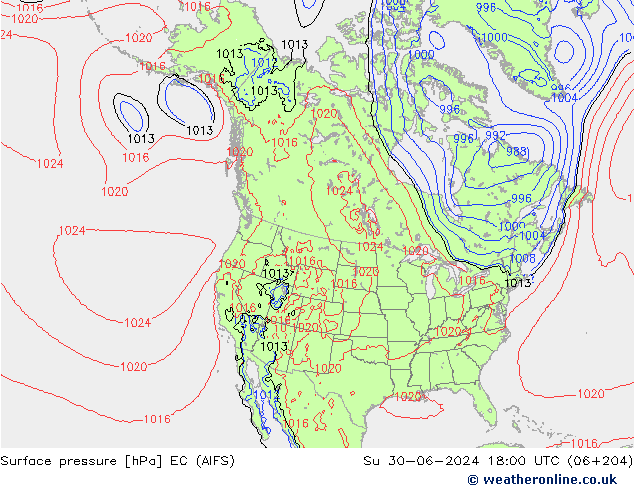 pressão do solo EC (AIFS) Dom 30.06.2024 18 UTC