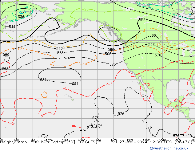 Height/Temp. 500 hPa EC (AIFS) Su 23.06.2024 12 UTC