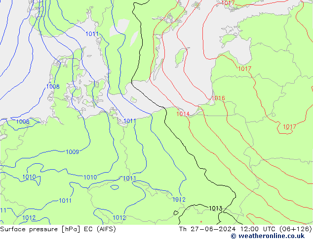 приземное давление EC (AIFS) чт 27.06.2024 12 UTC
