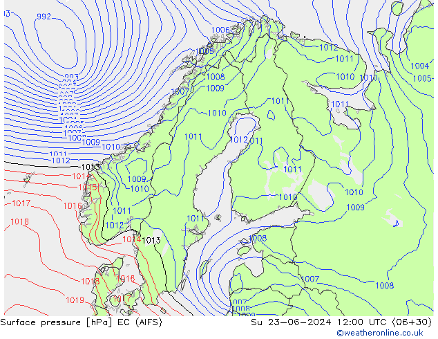 pressão do solo EC (AIFS) Dom 23.06.2024 12 UTC