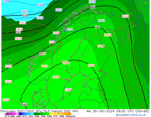 Schichtdicke 500-1000 hPa EC (AIFS) Mi 26.06.2024 06 UTC