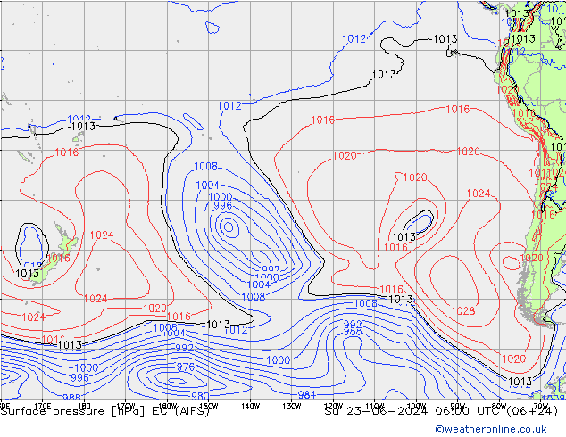 Surface pressure EC (AIFS) Su 23.06.2024 06 UTC