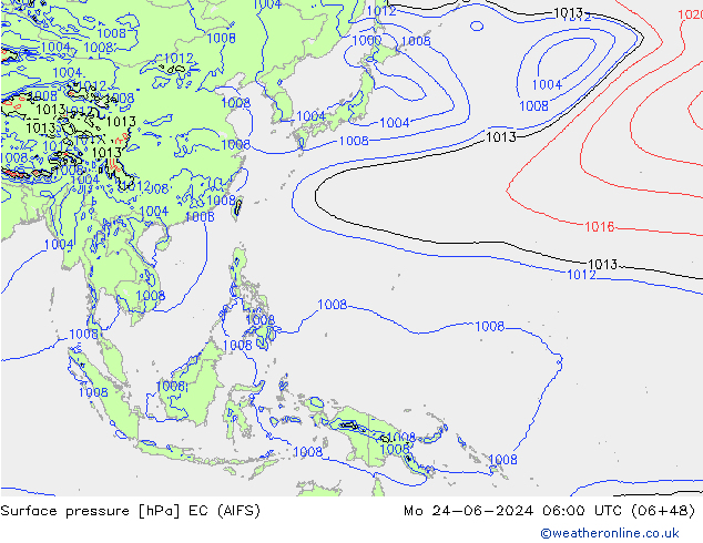 ciśnienie EC (AIFS) pon. 24.06.2024 06 UTC