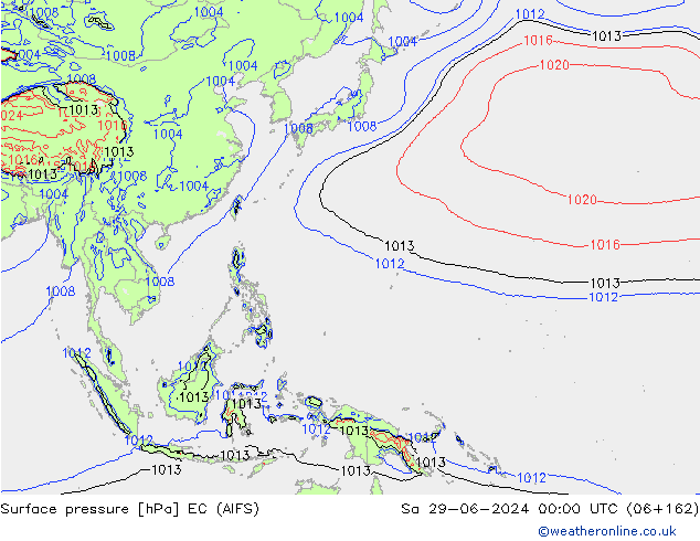 Presión superficial EC (AIFS) sáb 29.06.2024 00 UTC