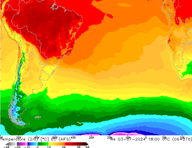 Sıcaklık Haritası (2m) EC (AIFS) Çar 03.07.2024 18 UTC