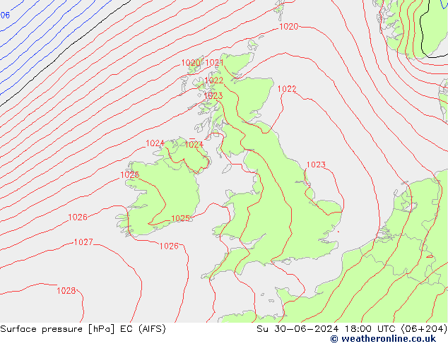 Yer basıncı EC (AIFS) Paz 30.06.2024 18 UTC