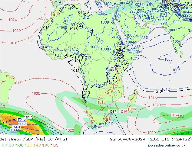 Jet stream/SLP EC (AIFS) Su 30.06.2024 12 UTC