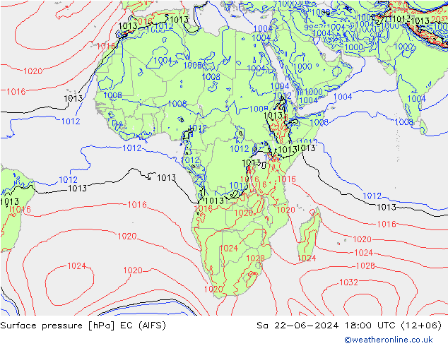 Presión superficial EC (AIFS) sáb 22.06.2024 18 UTC