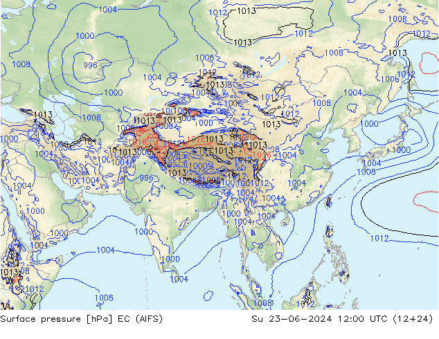 Surface pressure EC (AIFS) Su 23.06.2024 12 UTC