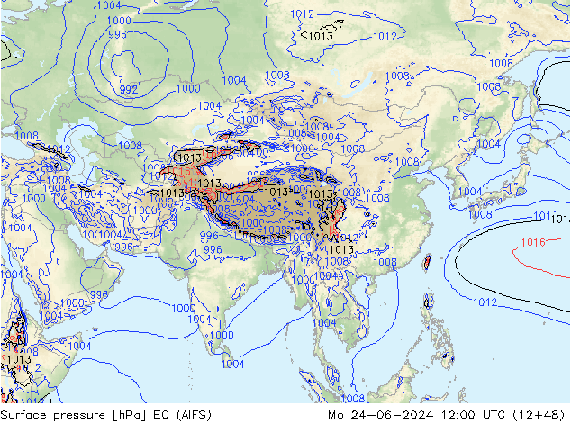 Luchtdruk (Grond) EC (AIFS) ma 24.06.2024 12 UTC