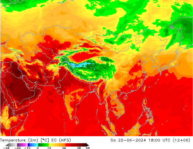 карта температуры EC (AIFS) сб 22.06.2024 18 UTC