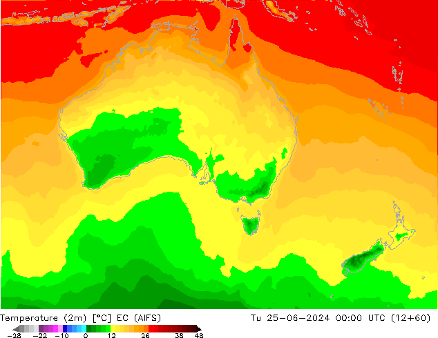 карта температуры EC (AIFS) вт 25.06.2024 00 UTC