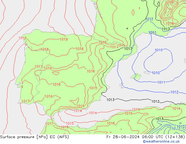 приземное давление EC (AIFS) пт 28.06.2024 06 UTC